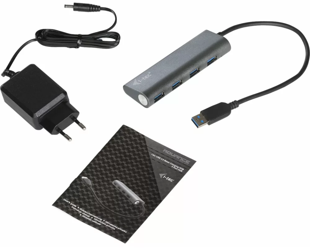 i-tec USB 3.0 Metal Charging HUB, 4 Port, with Power Adapter, 4x USB 3.0 Charging Port, for Notebook, Ultrabook, Tablet, PC, Win Mac