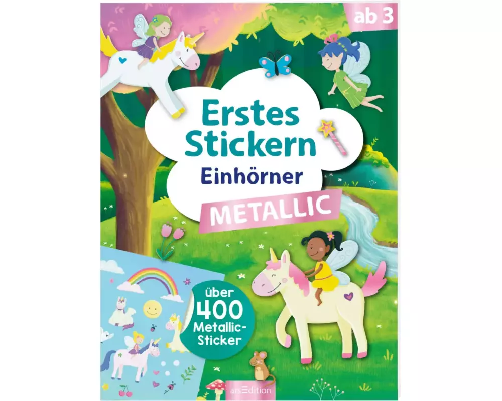 Erstes Stickern Metallic – Einhörner