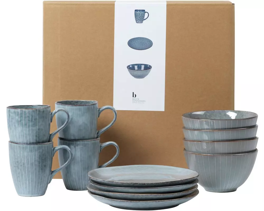 Broste Copenhagen Nordic Sea Steingut Blau 12-teilig