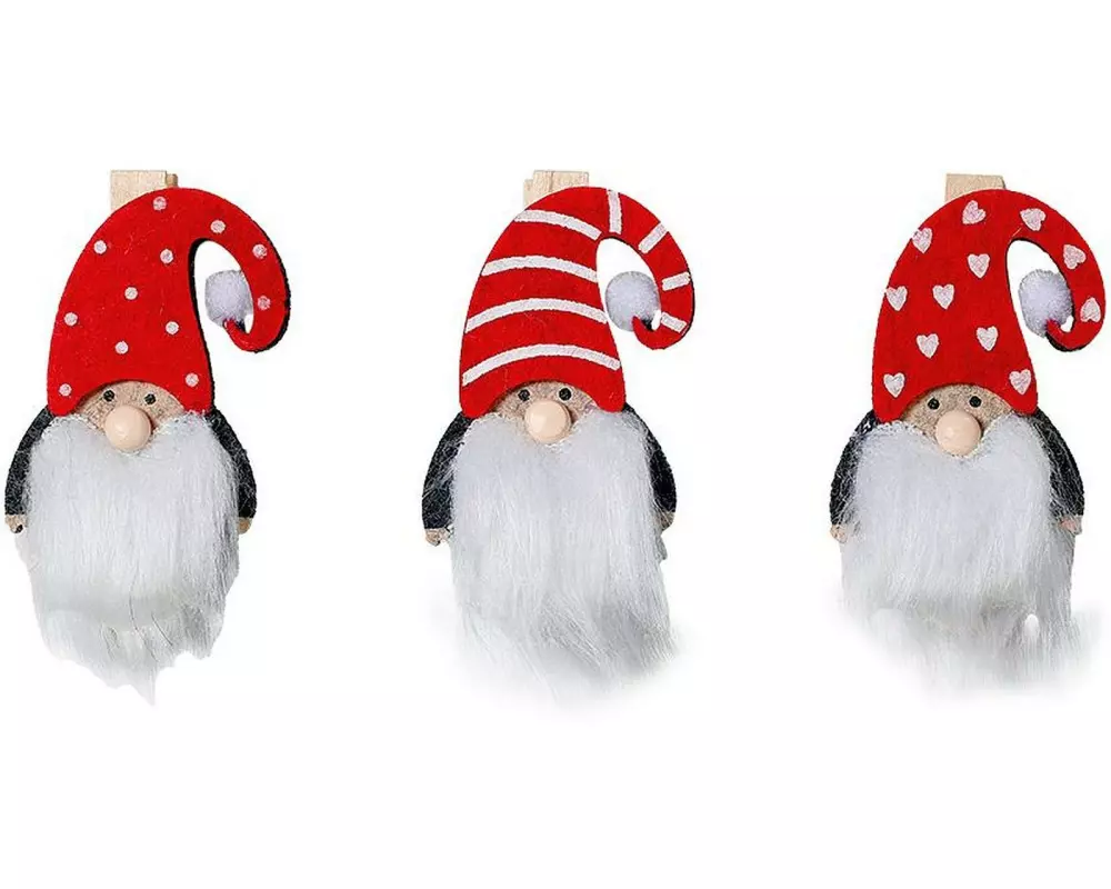 INGES CHRISTMAS DECOR Weihnachtsdeko Klammern Wichtel 7.5 cm, 3 Stück