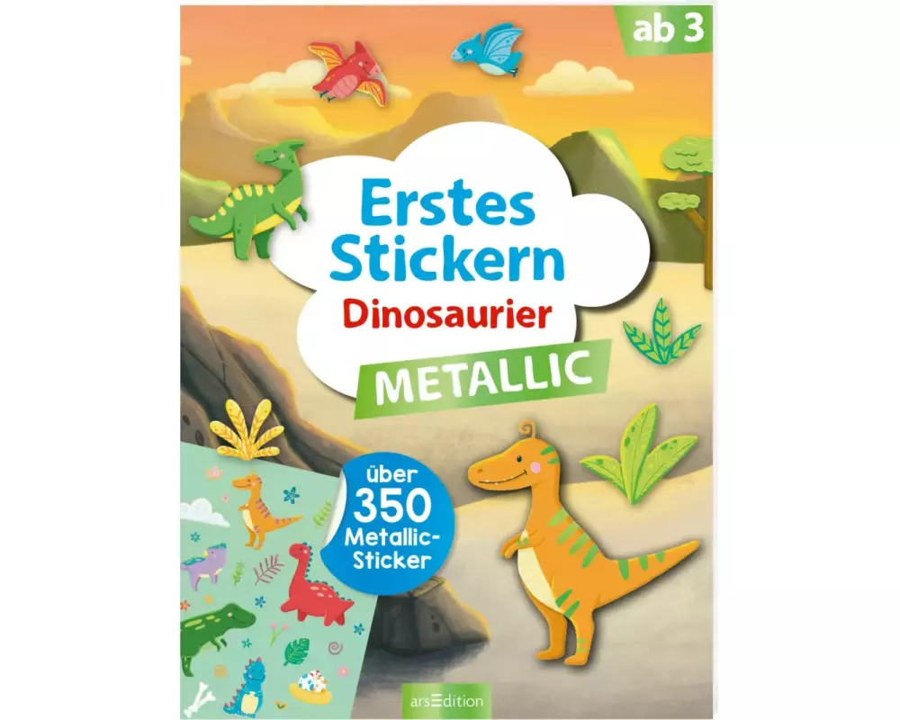 Erstes Stickern Metallic – Dinosaurier