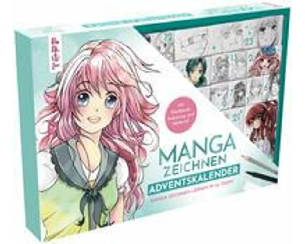 Manga zeichnen Adventskalender - Manga zeichnen lernen in 24 Tagen. Mit Anleitungsbuch, Workbook und Zeichenmaterial