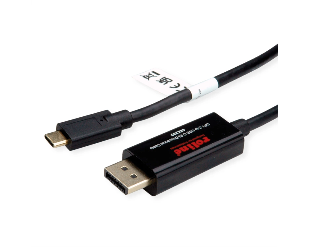 ROLINE USB Typ C - DisplayPort, v1.2, bidirektionales Adapterkabel, ST/ST, 2 m
