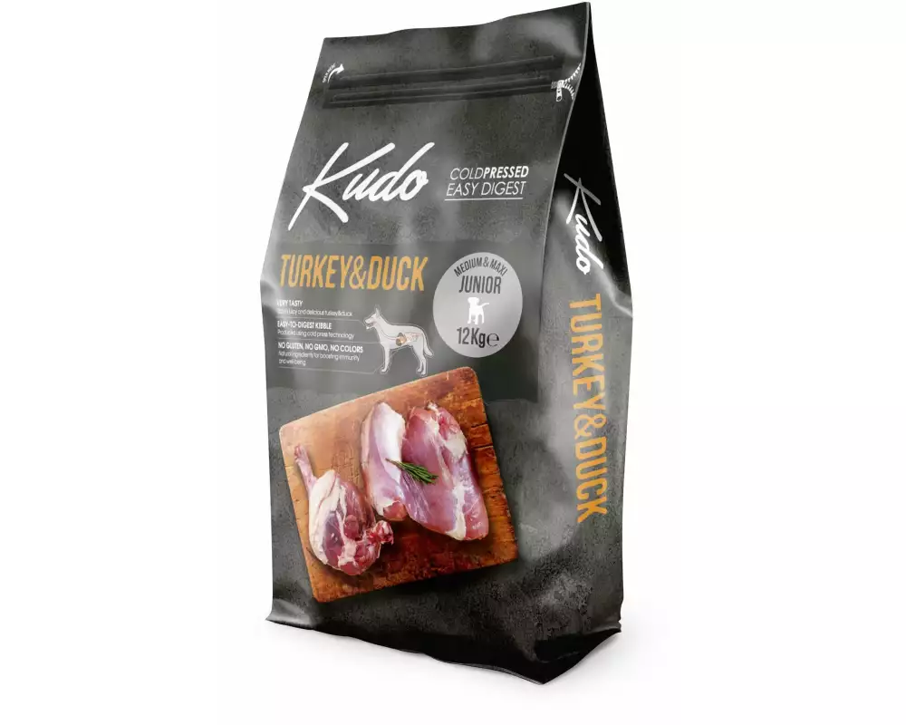 Kudo Trockenfutter Truthahn & Ente Medium & Maxi Junior, 12 kg