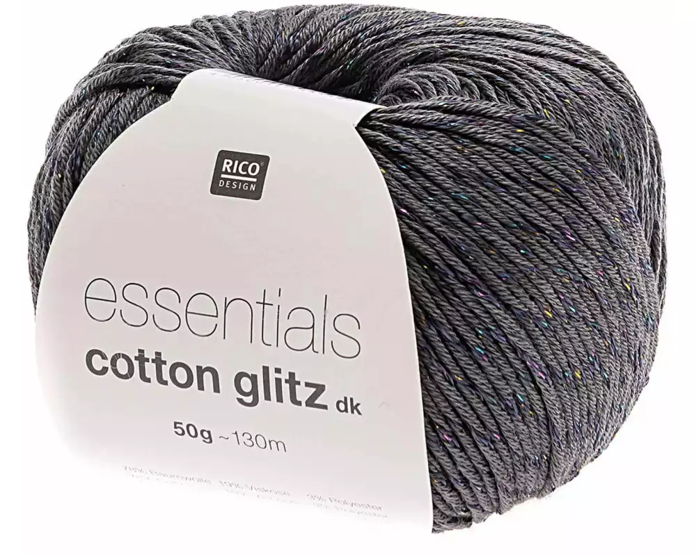 Rico Design Wolle Essentials Cotton Glitz DK 50 g Anthrazit