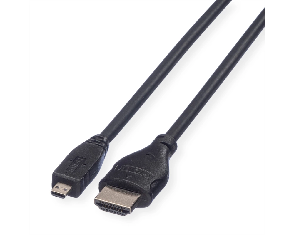 ROLINE HDMI High Speed Kabel mit Ethernet, HDMI ST - Micro HDMI ST, 2 m