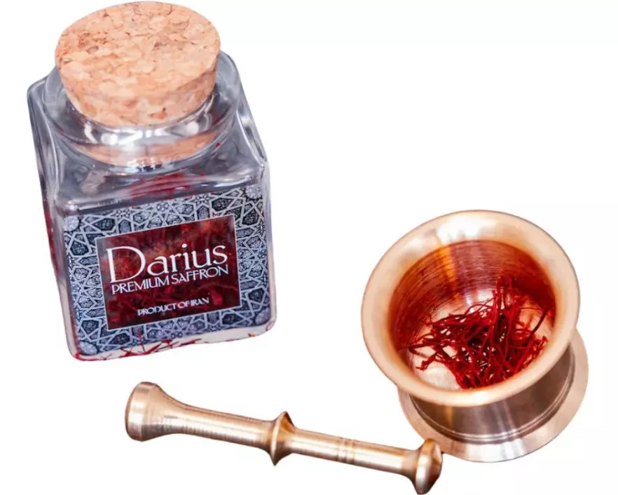 Darius Premium Safran Gewürz Safran Fäden + Mörser 3 g