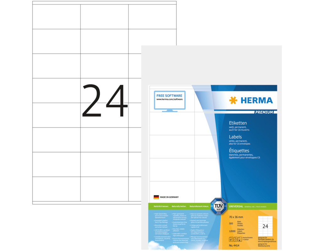 HERMA Etiketten 4414 4414 70x36mm 12'000Stk. 500 Blatt