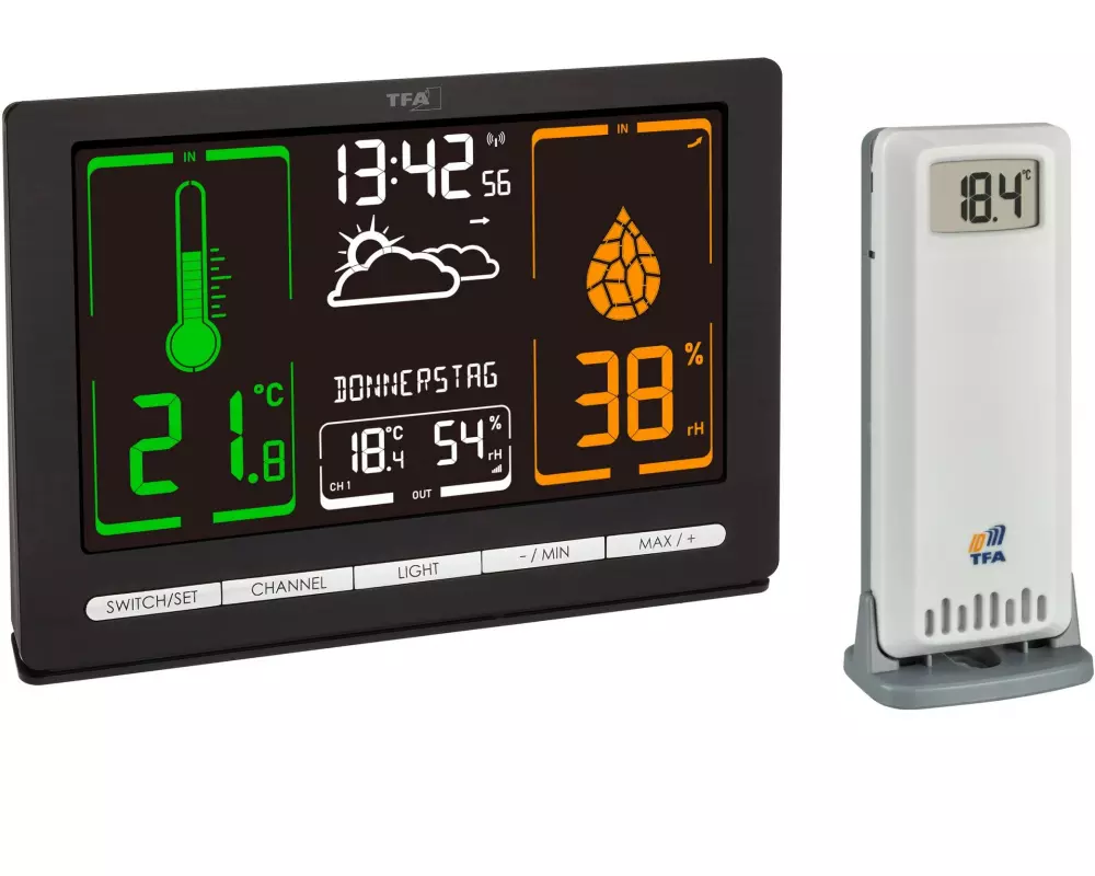 TFA Dostmann Wetterstation Meteo Chrome Schwarz