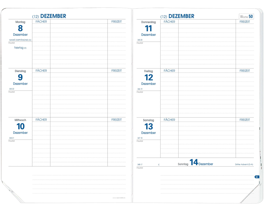 QUO-VADIS Texthebdo Ersatz 25/26 296003Q 1W/2S 12M DE 16x24cm