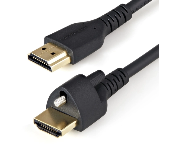 StarTech.com 3ft (1m) HDMI Cable with Locking Screw, 4K 60Hz HDR High Speed HDMI 2.0 Cable with Ethernet, Secure Locking Connector, M/M