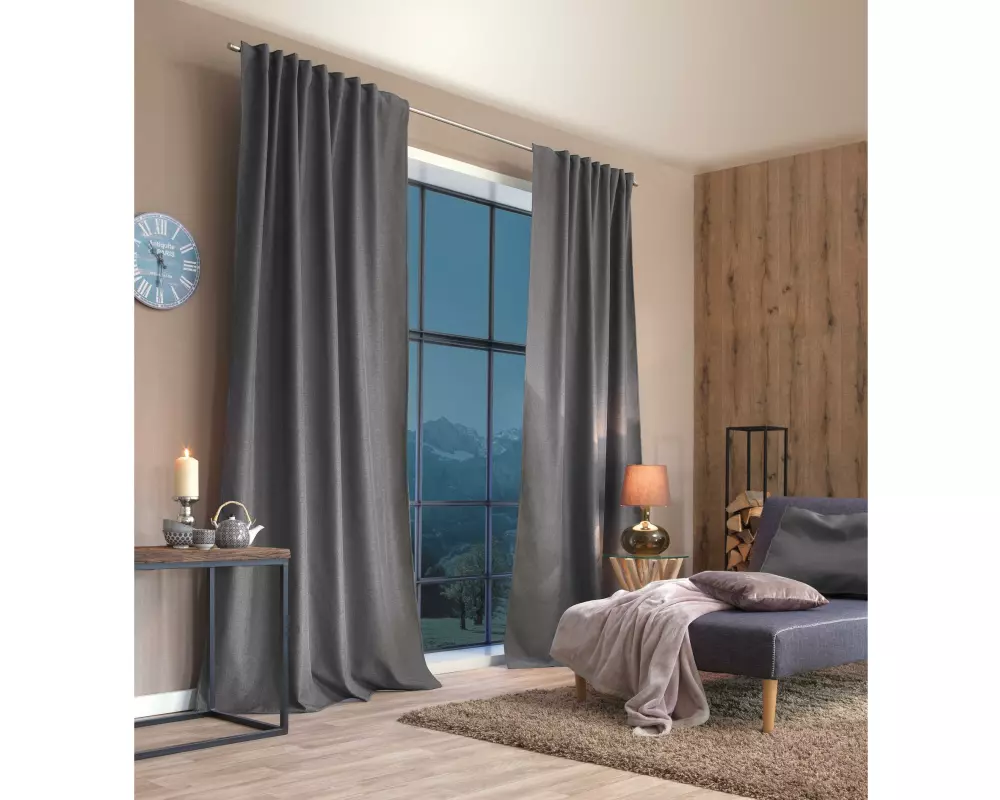 Stotz Decor AG Nachtvorhang mit Faltenband Samedan 135 cm x 225 cm, Grau