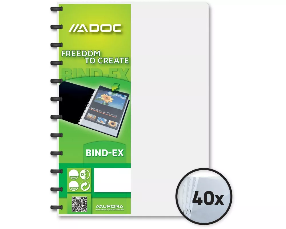 Adoc Sichtbuch Bind-Ex A4, 40 Taschen, Transparent
