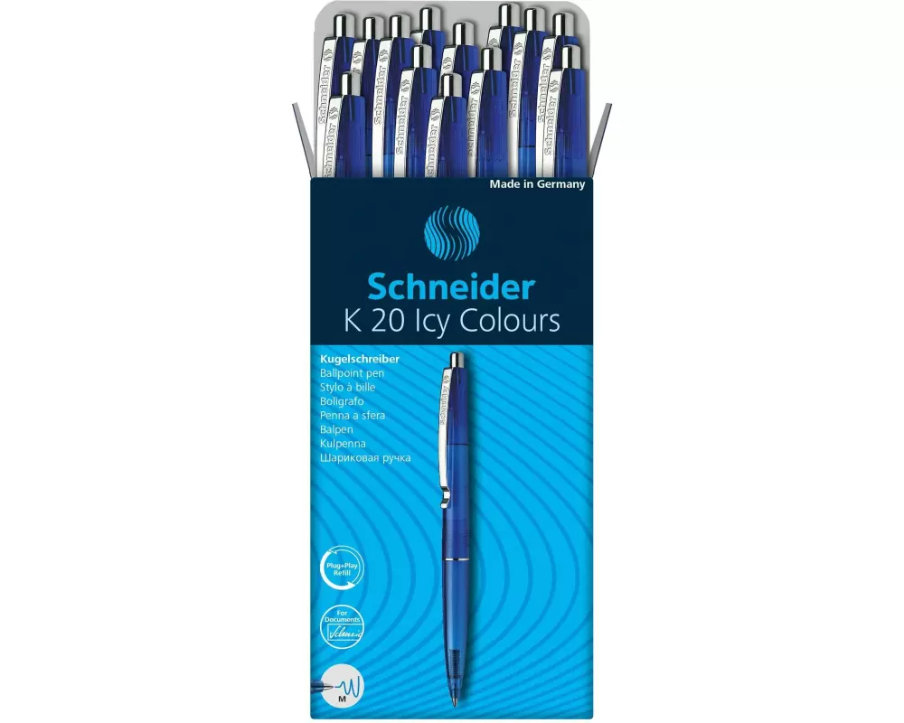 Schneider Kugelschreiber K20 ICY Blau, 20 Stück