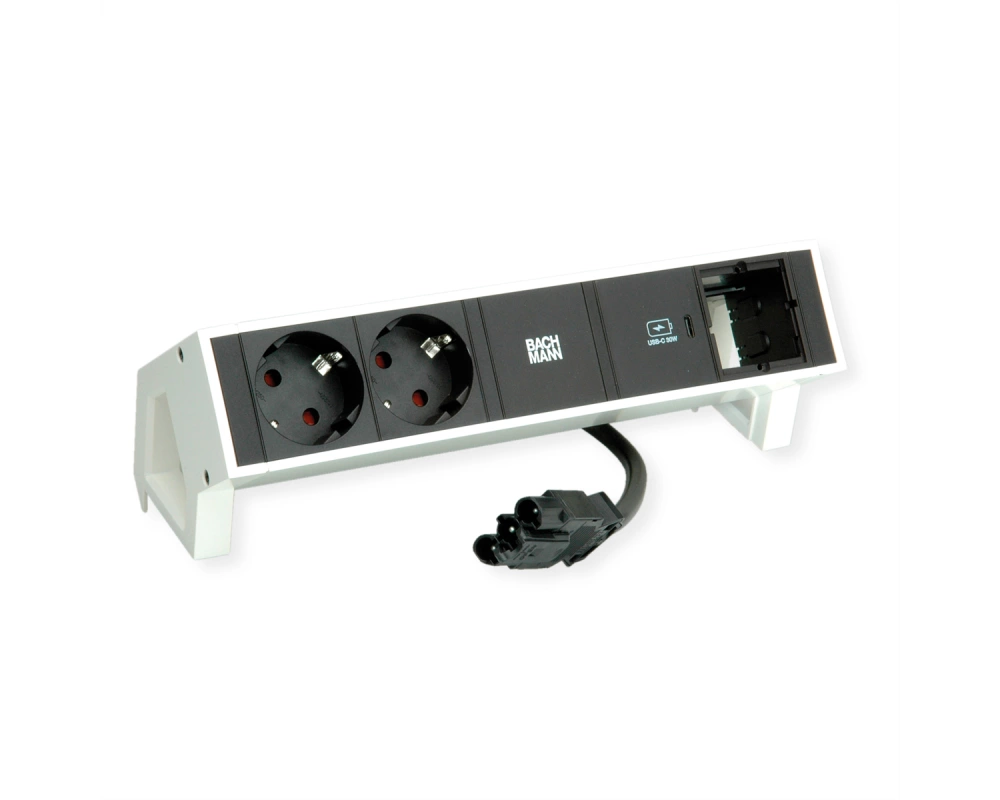 BACHMANN DESK2 2xSchutzkontakt USB C, USB Charger 30W 1xABD 0,2m GST18 weiss