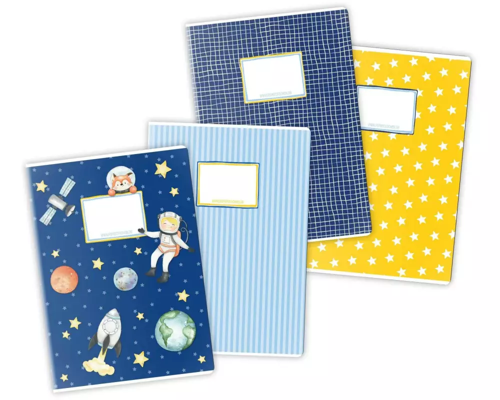 Papierdrachen Schulhefte 4er Set DIN A4 Astronaut