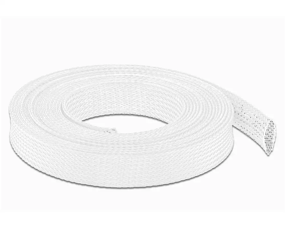 Delock Geflechtschlauch dehnbar 10 m x 19 mm Weiss