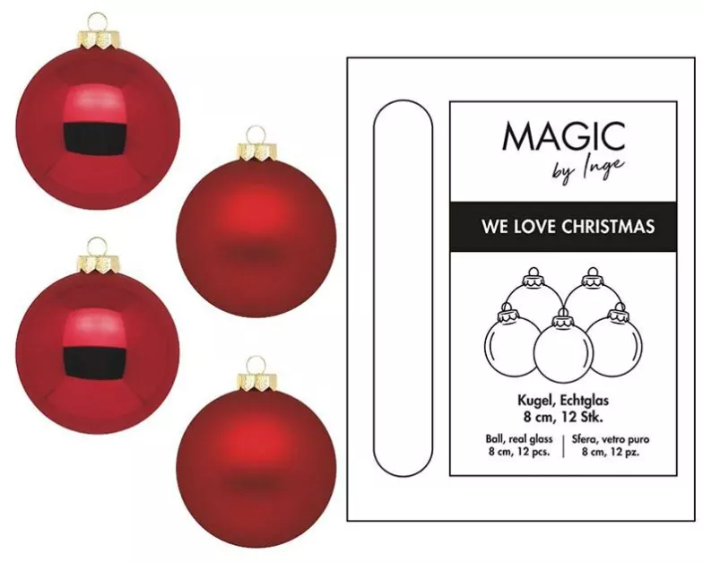 INGES CHRISTMAS DECOR Weihnachtskugel Ochsenblut Ø 8 cm 12 Stück