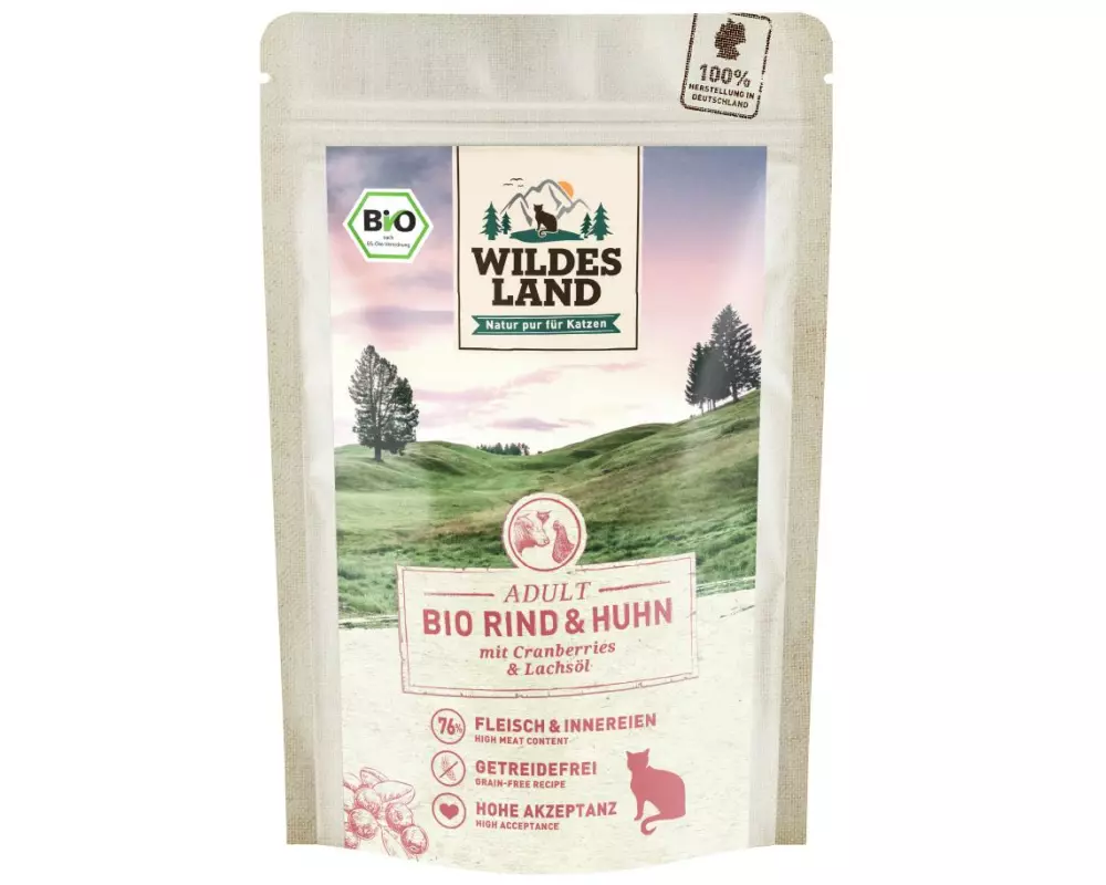 Wildes Land Nassfutter Adult BIO Rind & Huhn 85 g