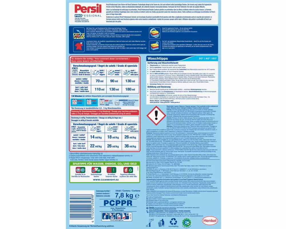Persil Professional Pulverwaschmittel Color Professional 130 WG, 7.8 kg