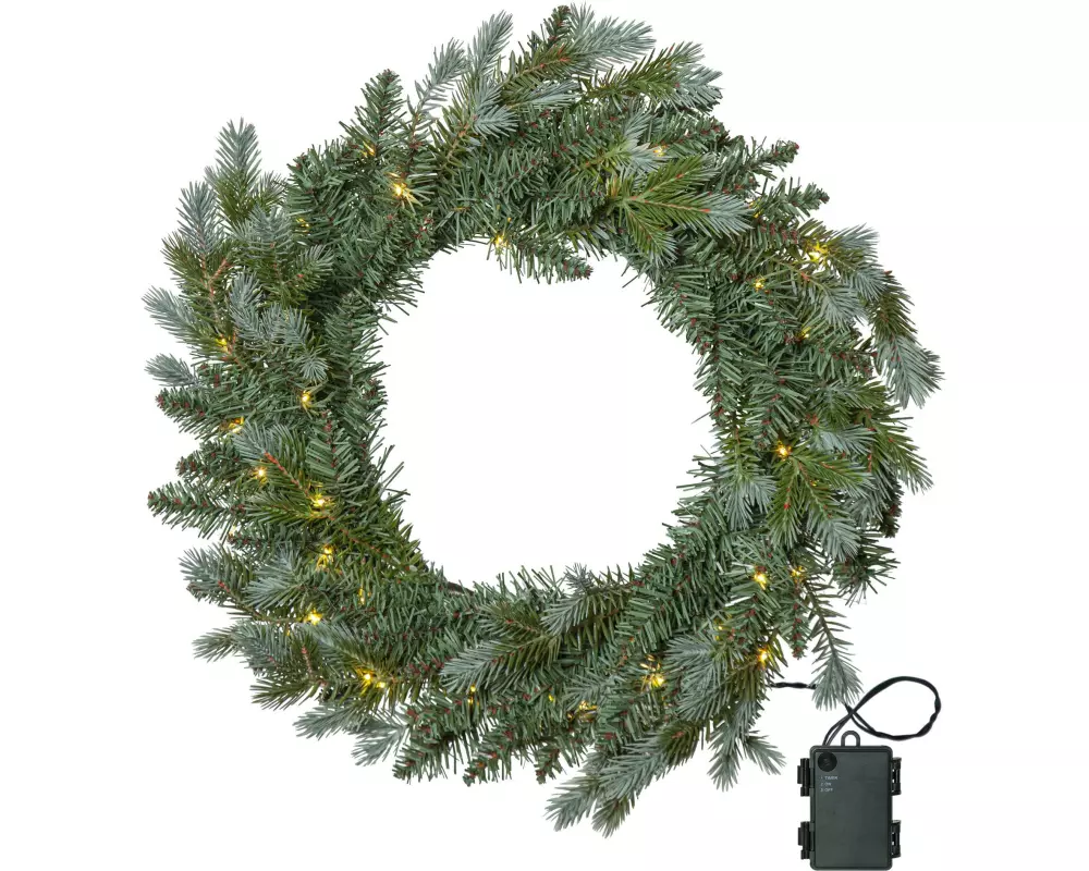 Star Trading LED-Weihnachtskranz Greyland, Ø 55 cm, Grün