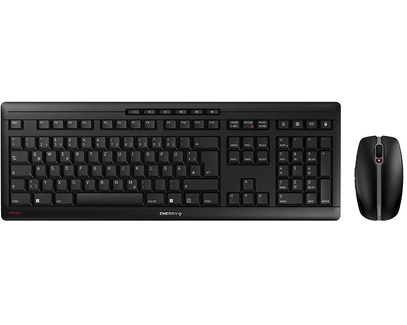 CHERRY Stream Desktop Recharge Tastatur Maus enthalten Universal RF Wireless QWERTZ Deutsch Schwarz