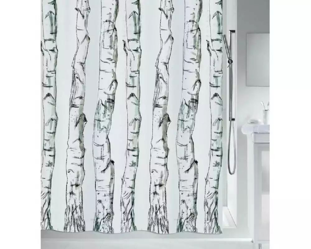 spirella Duschvorhang Wood 180 x 180 cm/200 cm, Schwarz/Weiss