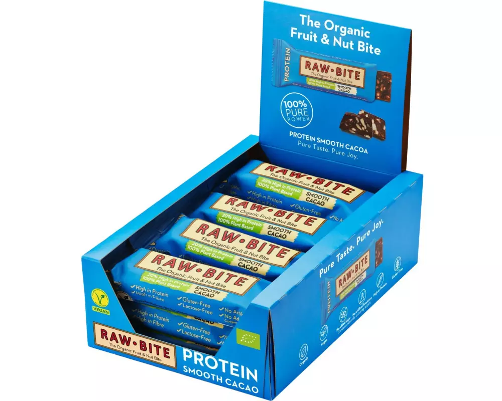 Rawbite Rohkostriegel Protein Smooth Cacao 12 x 45 g