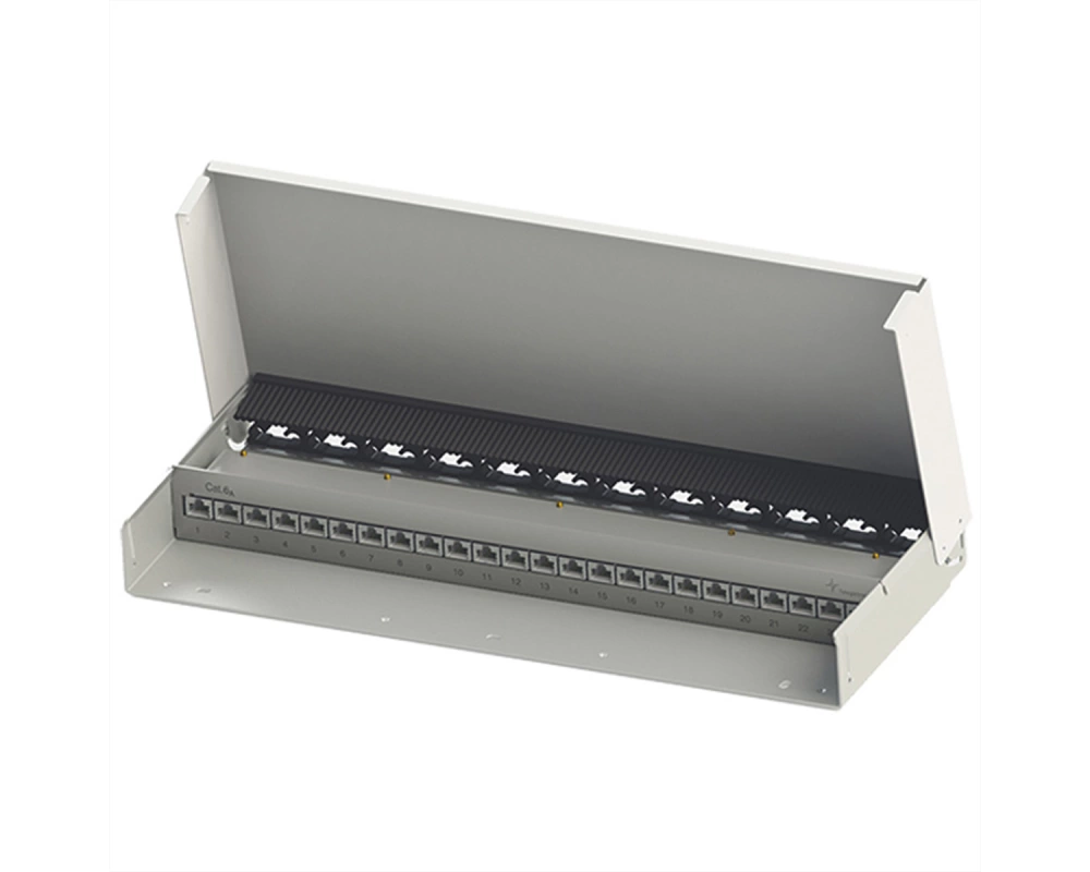 TELEGÄRTNER Mini-Verteiler MPD24 Cat.6A (Class EA), für Wandmontage, 24 Ports