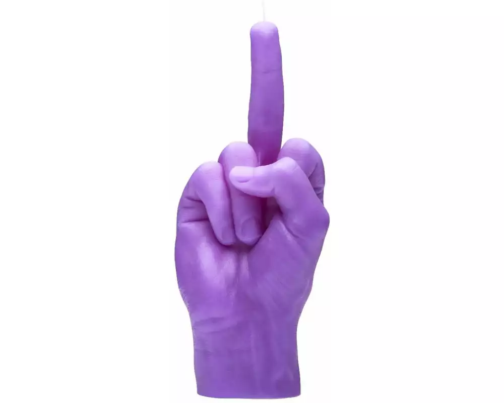 Mandatus Kerze Candle Hand F*ck you, Violett