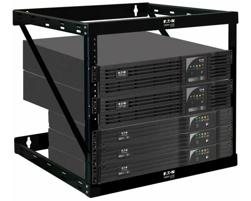 EATON TRIPPLITE SmartRack 12U, Heavy-Duty, Flat-Pack, Low-Profile, Switch-Depth, Wall-Mount, 2-Post, Open Frame Rack