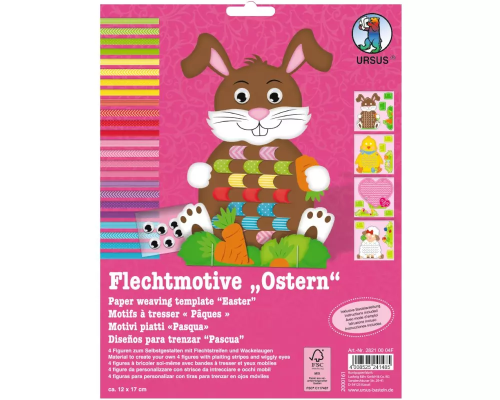 URSUS Bastelset Flechtmotive Ostern, Mehrfarbig