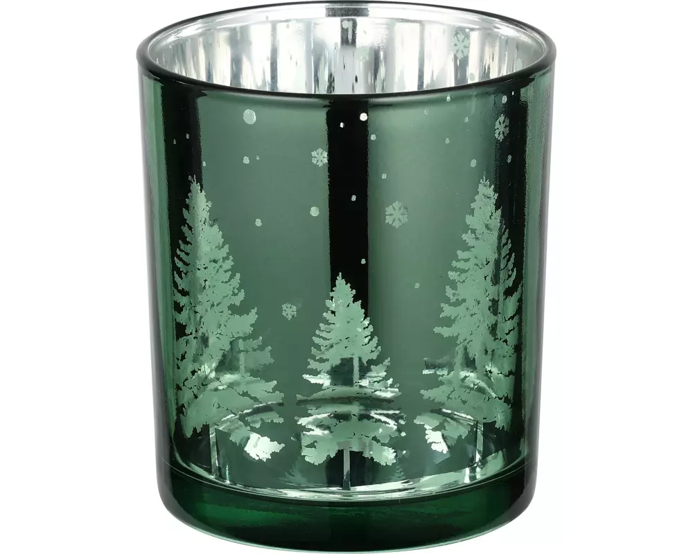 EGLO Teelichthalter Windlicht Christmas Lukut 8 cm Grün, Glas