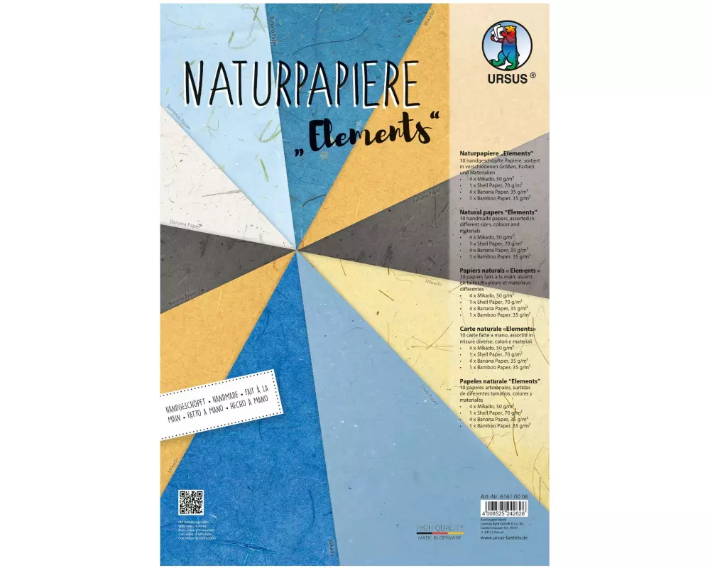 URSUS Bastelpapier Naturpapier Elements 23 x 33 cm, 70 g/m², 10 Bl