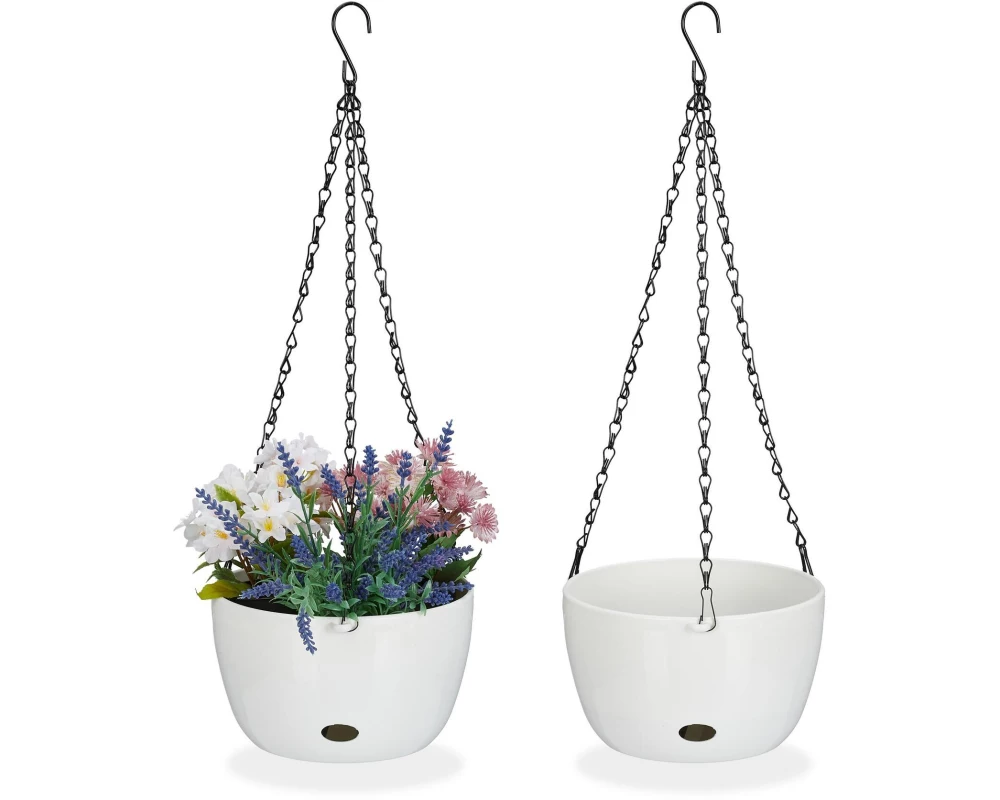relaxdays Blumenampel M 2er Set 20.5 x 12 cm