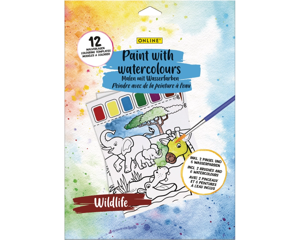 ONLINE Malset Wasserfarbe 61046/6 Wildlife 12 Stück