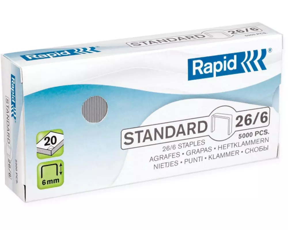 Rapid Heftklammern Standard, 26/6, 5000 Stück