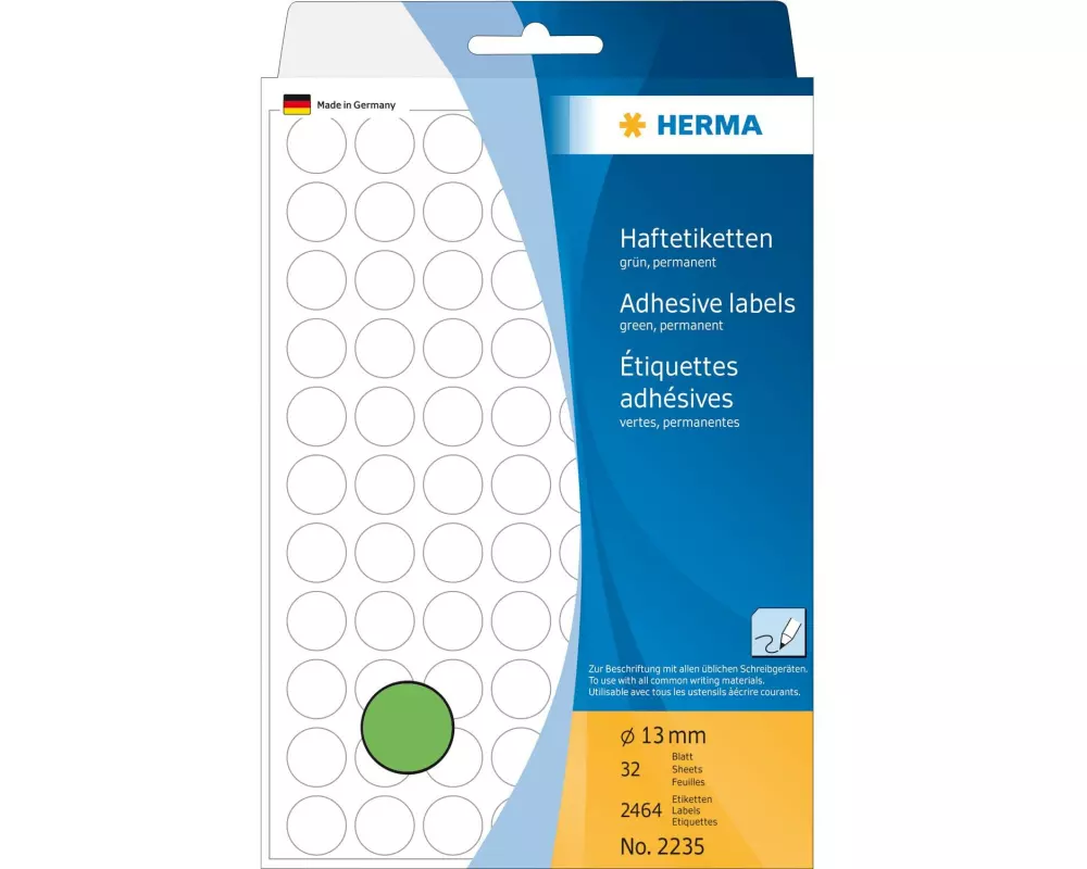 HERMA Vielzweck-Etiketten 2235 Ø 13 mm, 32 Blatt, Grün