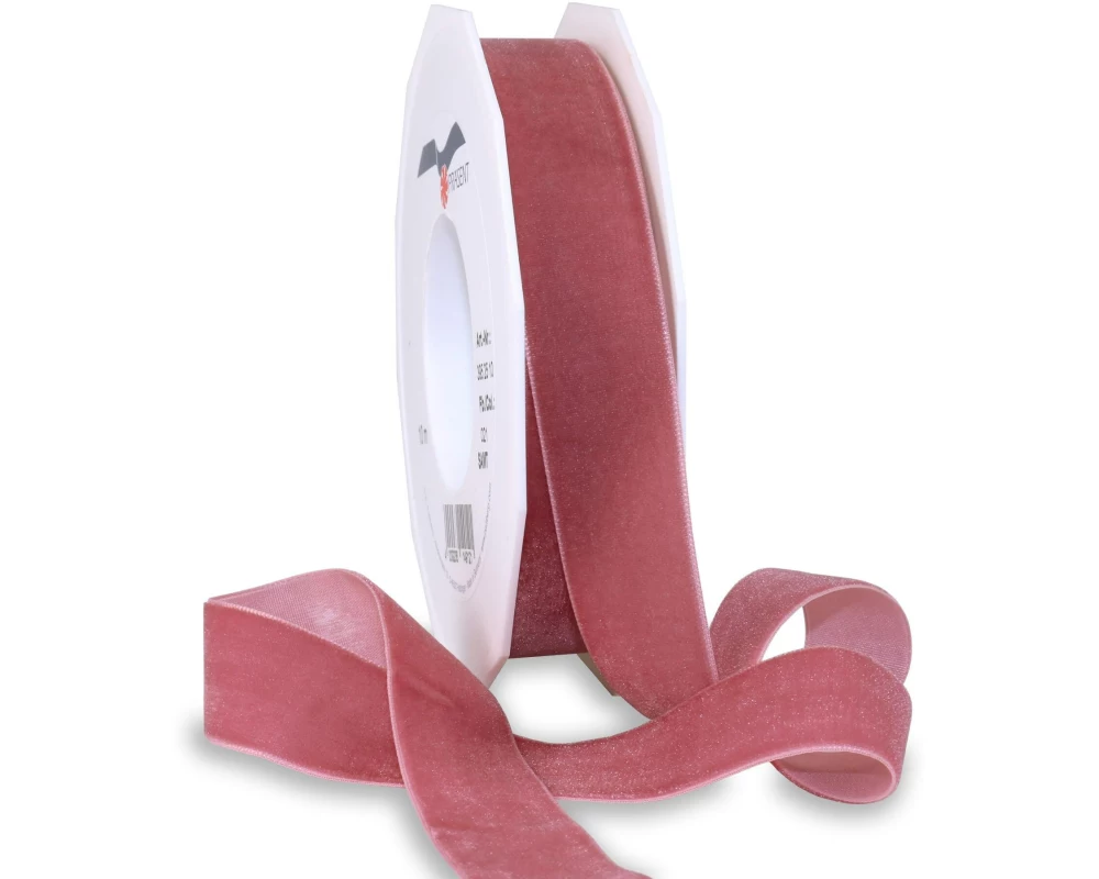 Pattberg Geschenkband Samt 25 mm x 10 m, Altrosa