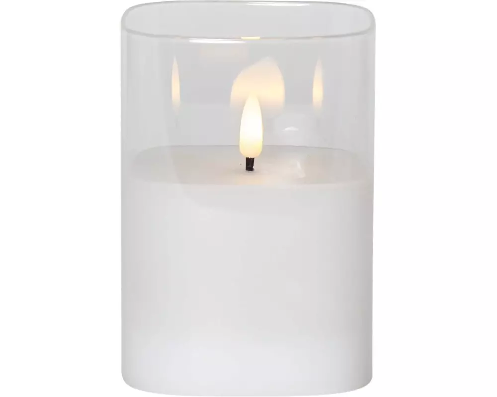 Star Trading LED-Kerze Pillar Flamme Ø 9 x 12.5 cm, Transparent