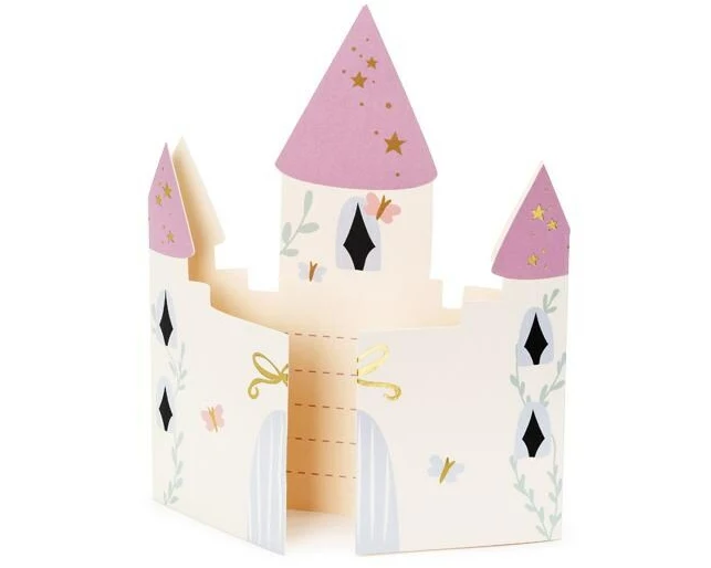 Partydeco Einladungskarte Schloss 12.5 x 15.5 cm, 6 Stück