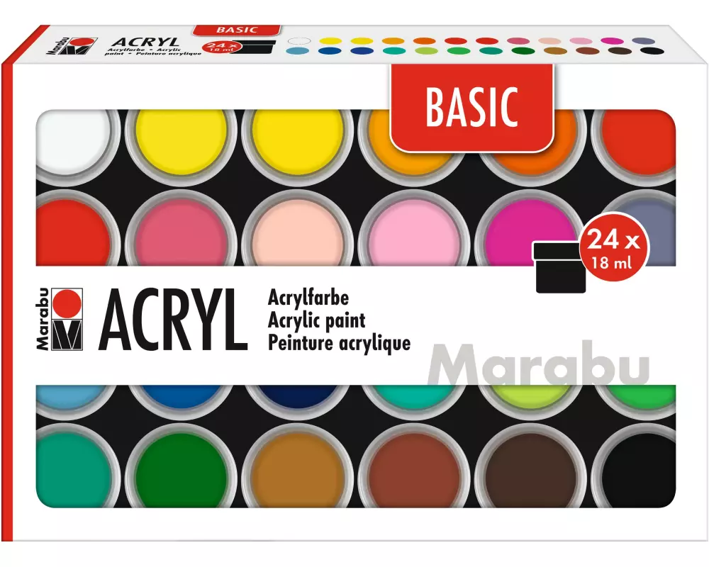 Marabu Acrylfarbe Basic Set 24 x 18 ml
