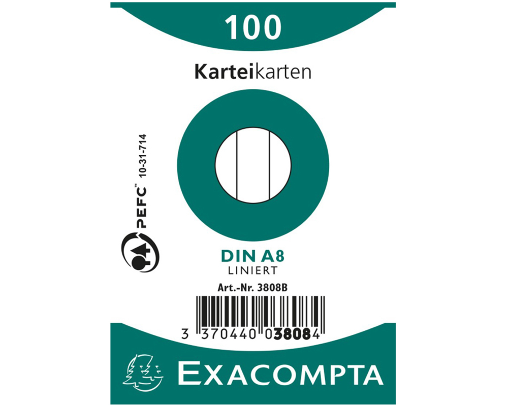 EXACOMPTA Karteikarten liniert A8 3808B weiss 100 Stück