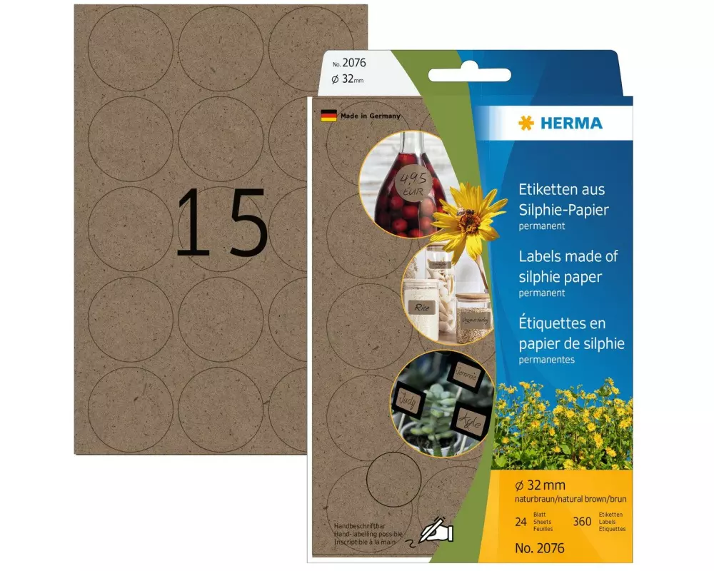HERMA Vielzweck-Etiketten Silphie 32 x 32 mm, 24 Blatt