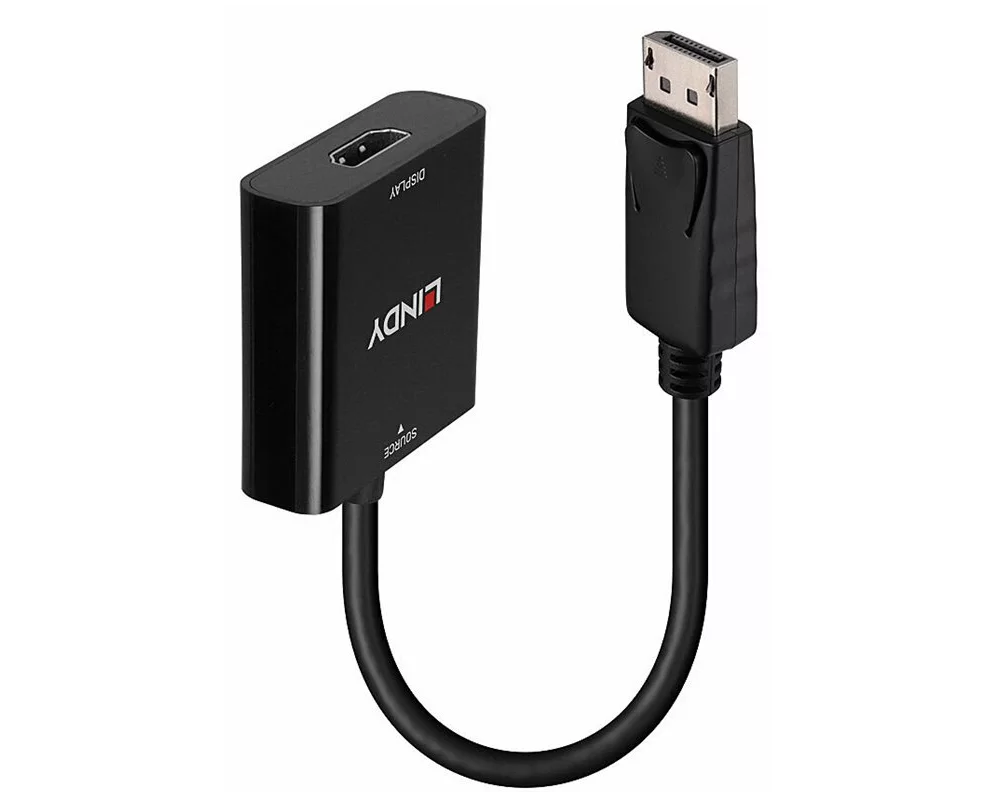LINDY Video Adapter, DP 1.2, DP-HDMI M-F, 15cm, black, 4K60 Supports mac. 4096/3840x 2160p, 60Hz