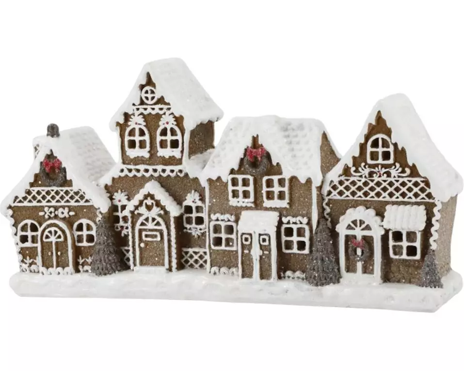 Chic Antique Weihnachtsdeko Lebkuchenhäuser mit LED 12.5 x 24.5 x 6.5 cm