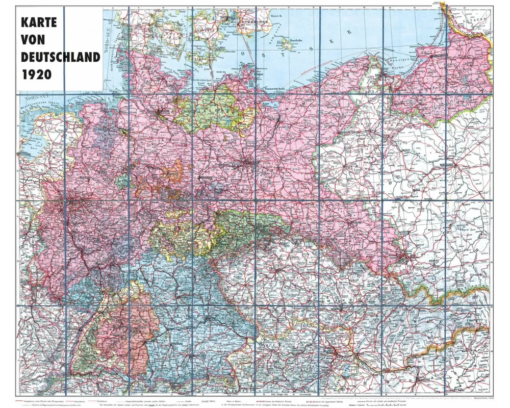 Karte von DEUTSCHLAND - 1920 - gerollt
