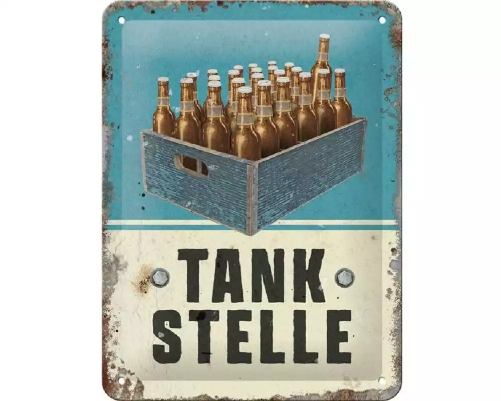 Nostalgic Art Schild Tankstelle Bier 15 x 20 cm, Metall