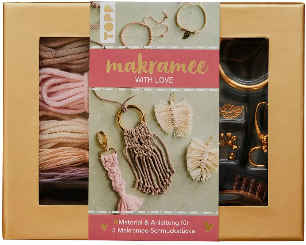 Makramee-Schmuckset „With Love“ (Rosé/Natur)