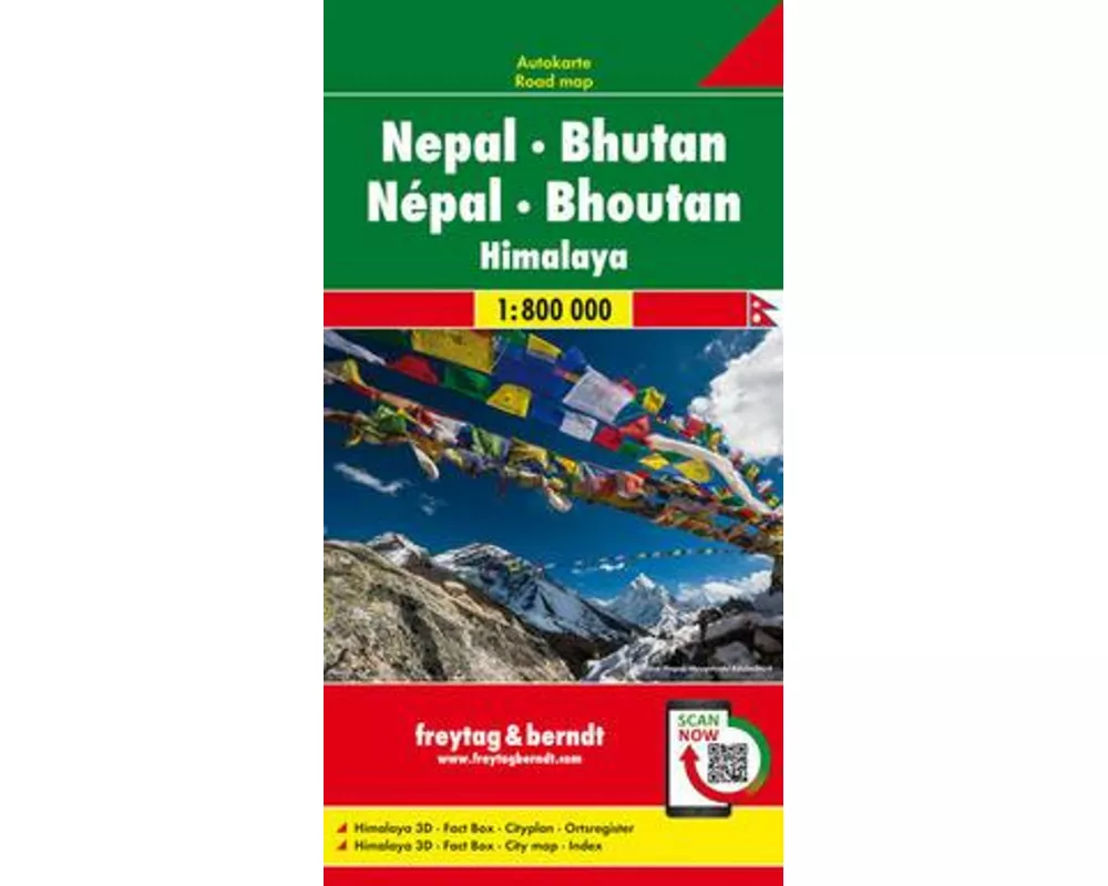 freytag & berndt Straßenkarte Nepal - Bhutan 1:800.000